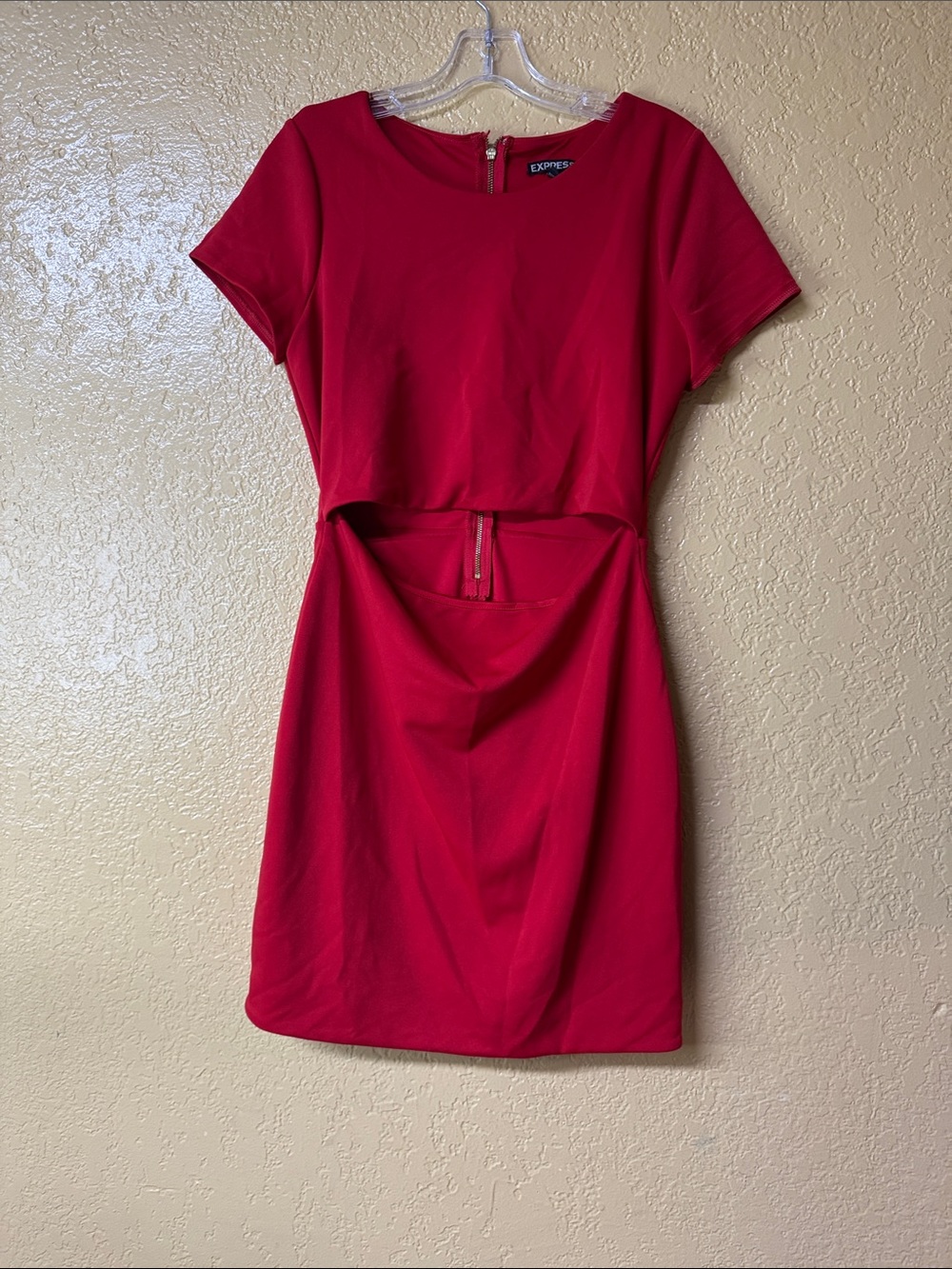 Express Hot Pink Cutout Short Sleeve Mini Dress